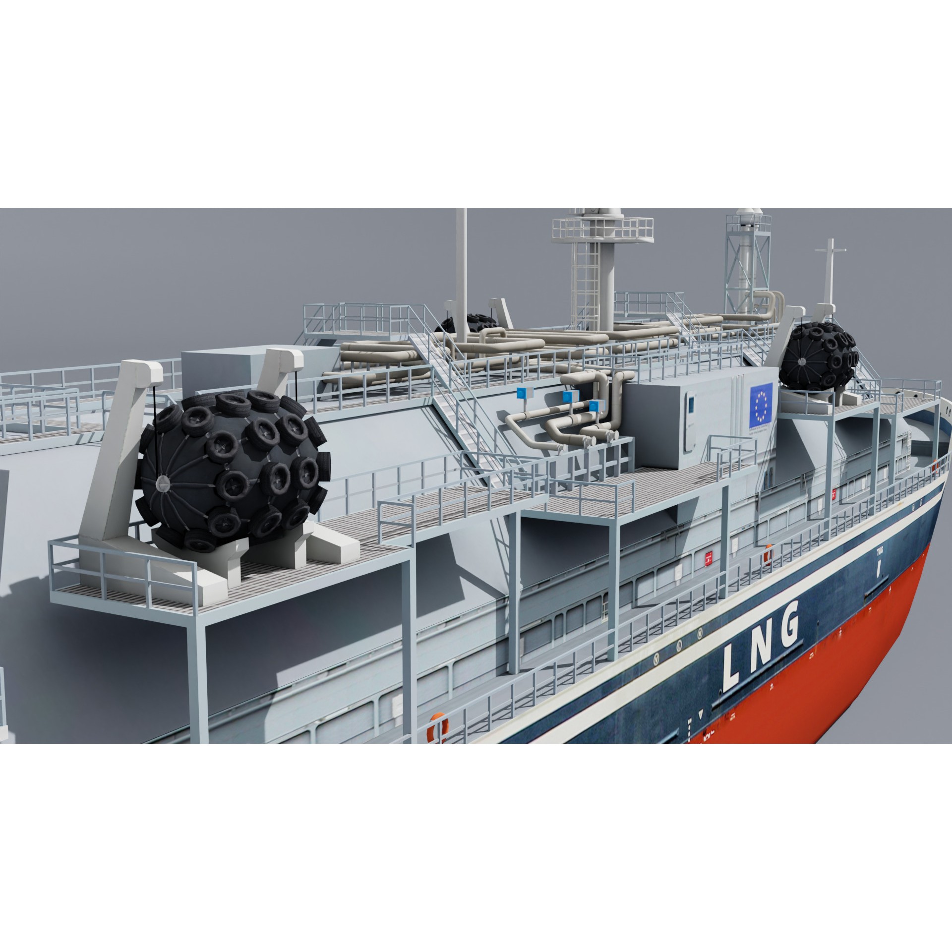 LNG Bunkering Vessel - Low-Poly Game-Ready 3D Model - View 8