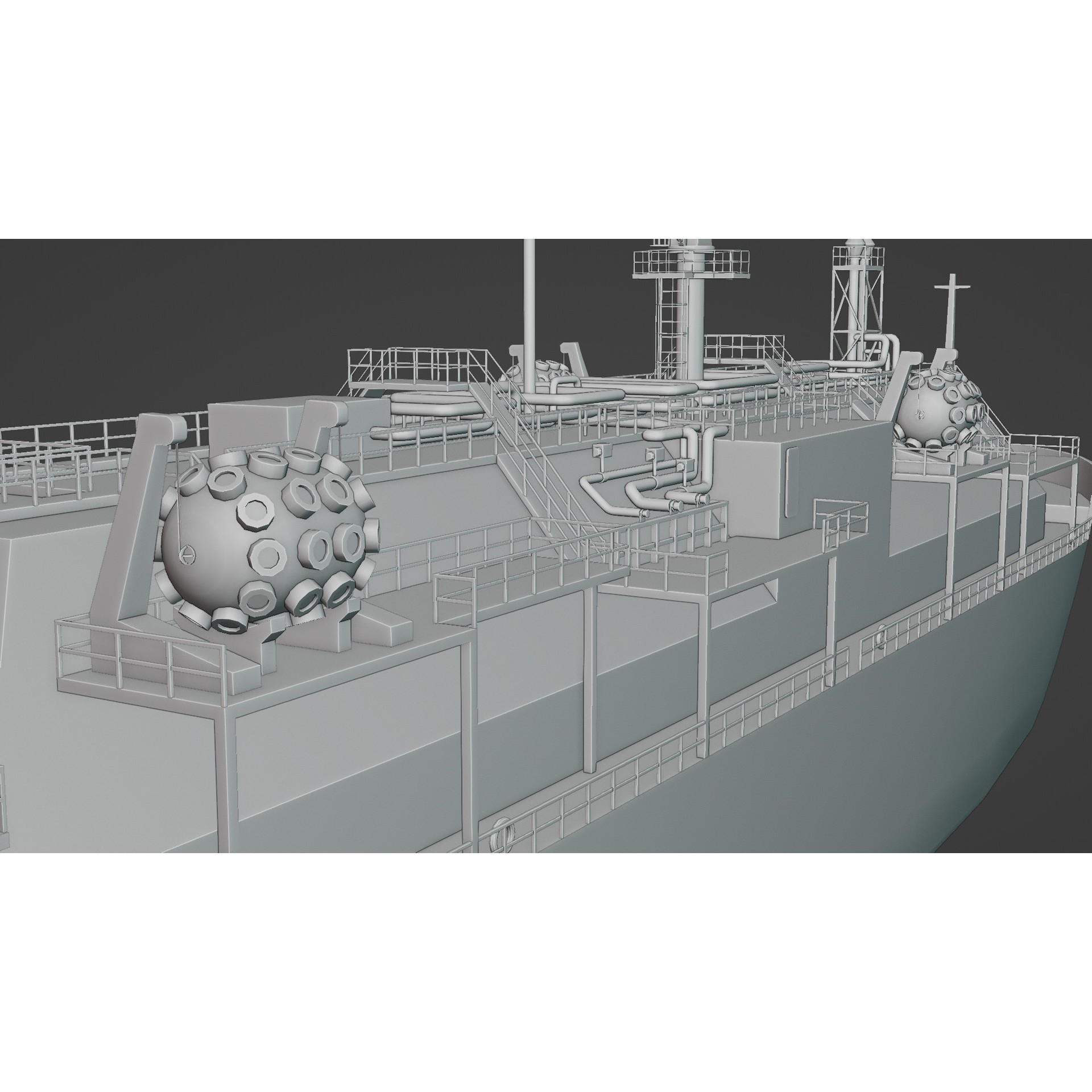 LNG Bunkering Vessel - Low-Poly Game-Ready 3D Model - View 9