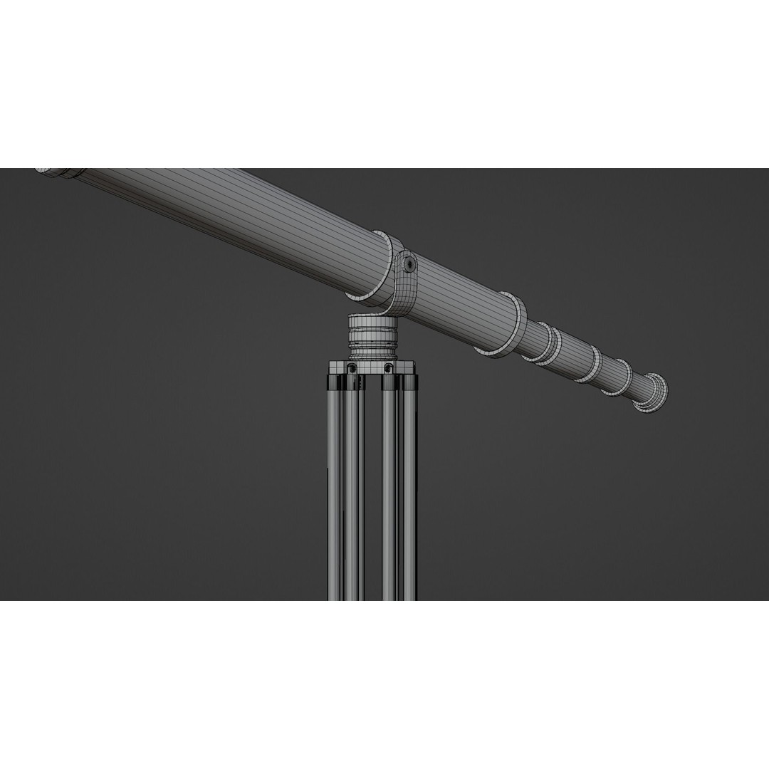Galileo Telescope 3D Model – Low Poly Antique Design, FBX, OBJ, Blender - View 10