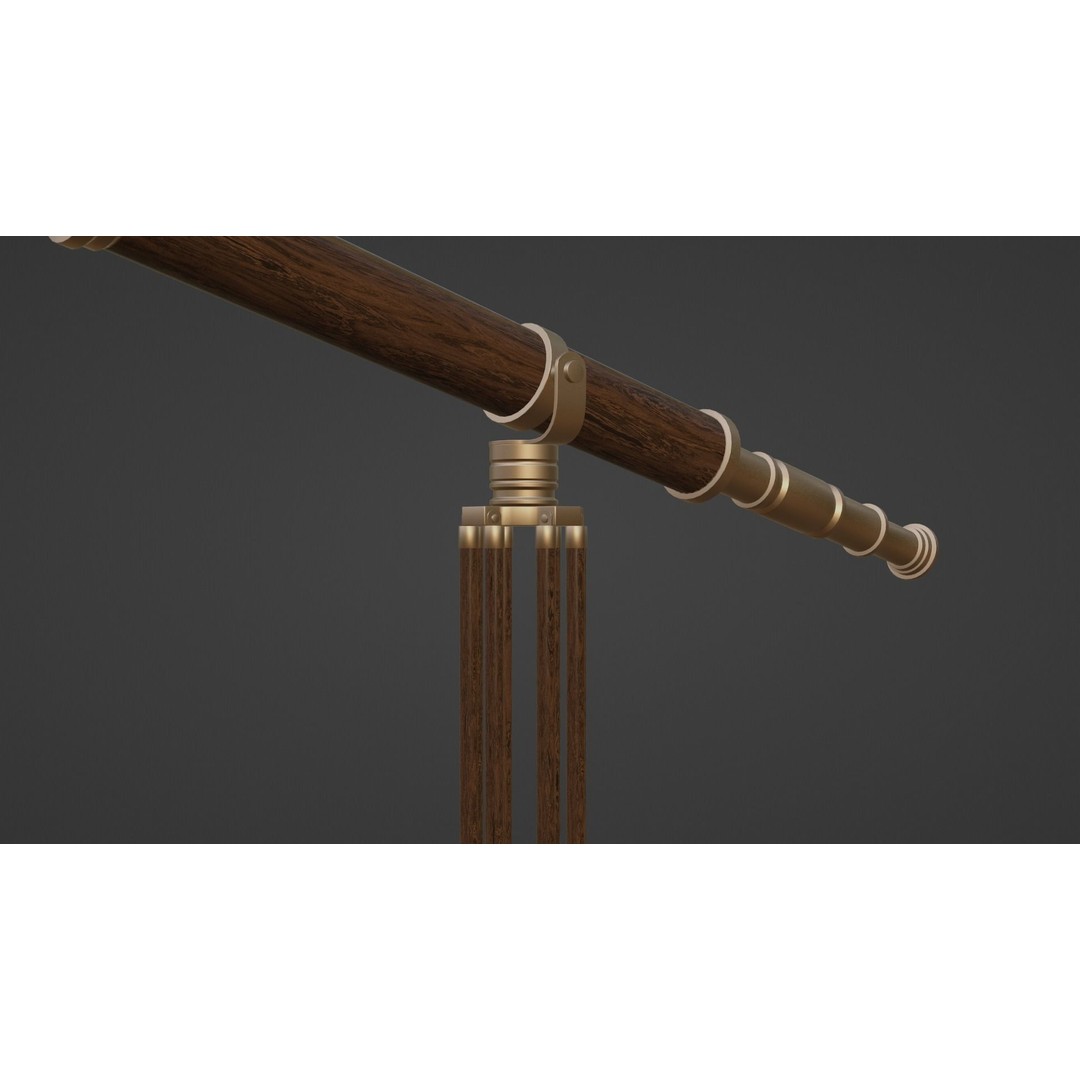 Galileo Telescope 3D Model – Low Poly Antique Design, FBX, OBJ, Blender - View 11