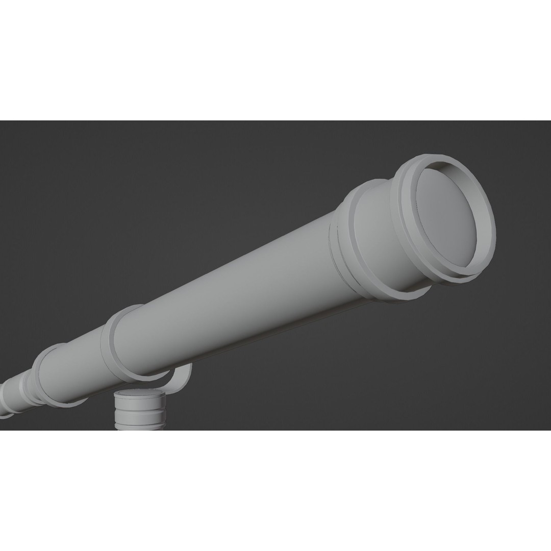 Galileo Telescope 3D Model – Low Poly Antique Design, FBX, OBJ, Blender - View 12