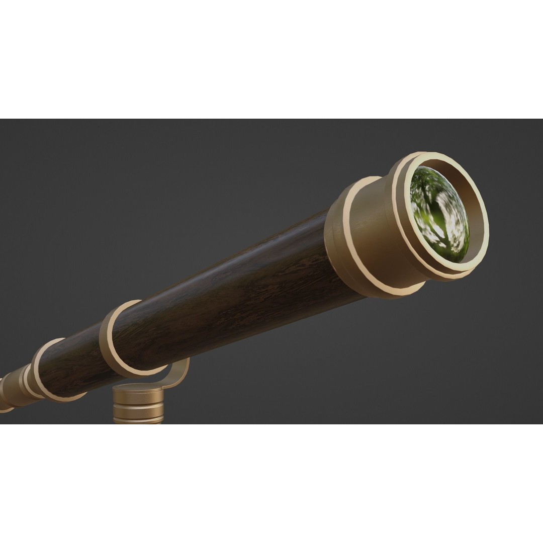 Galileo Telescope 3D Model – Low Poly Antique Design, FBX, OBJ, Blender - View 14