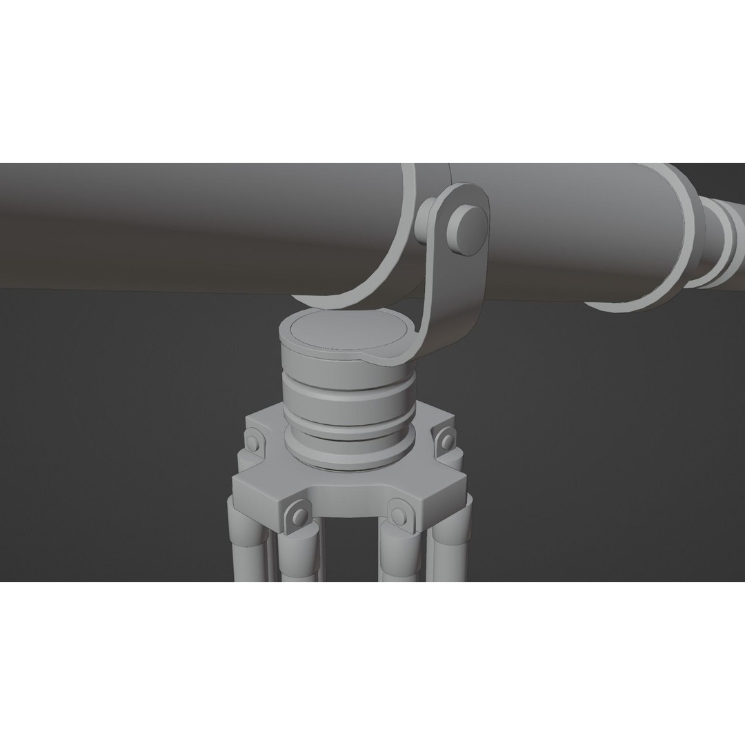 Galileo Telescope 3D Model – Low Poly Antique Design, FBX, OBJ, Blender - View 15
