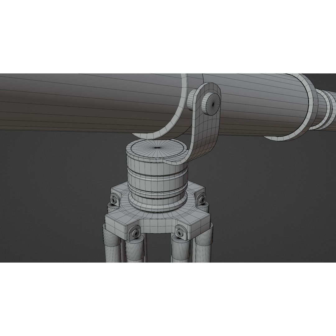 Galileo Telescope 3D Model – Low Poly Antique Design, FBX, OBJ, Blender - View 16