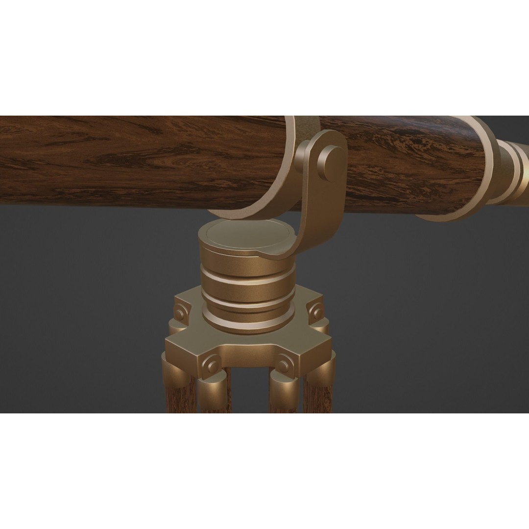 Galileo Telescope 3D Model – Low Poly Antique Design, FBX, OBJ, Blender - View 17