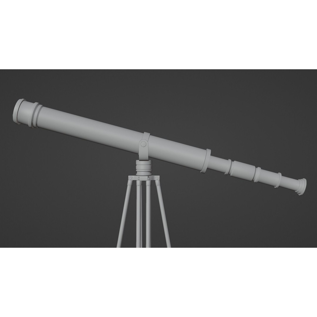 Galileo Telescope 3D Model – Low Poly Antique Design, FBX, OBJ, Blender - View 6