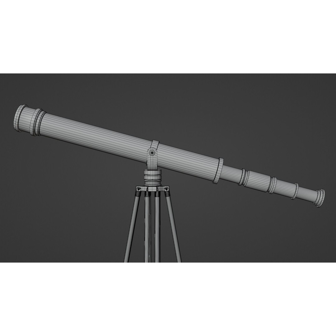 Galileo Telescope 3D Model – Low Poly Antique Design, FBX, OBJ, Blender - View 7