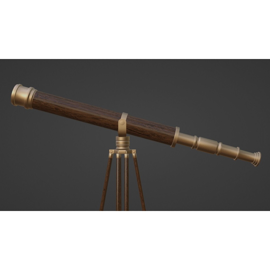 Galileo Telescope 3D Model – Low Poly Antique Design, FBX, OBJ, Blender - View 8