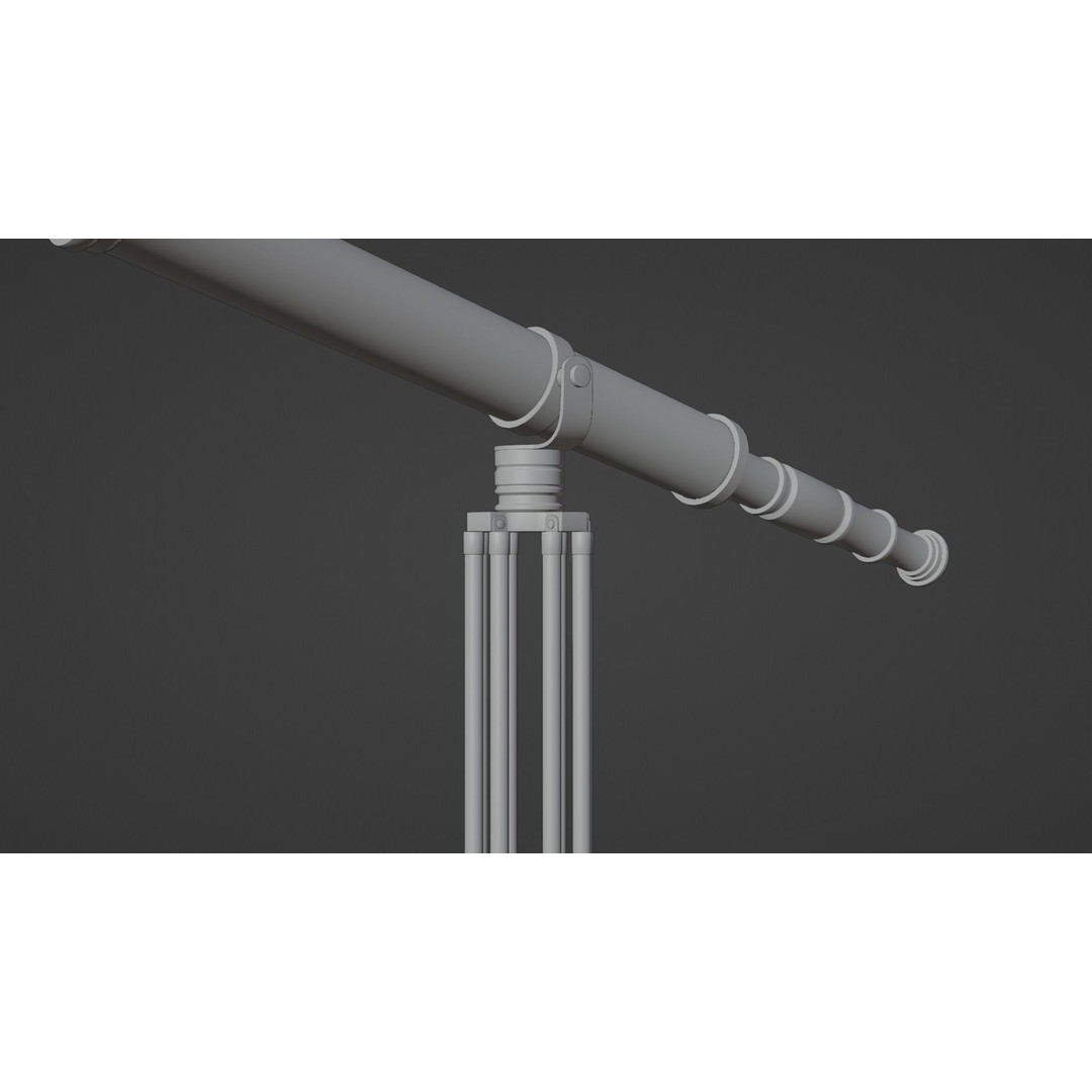 Galileo Telescope 3D Model – Low Poly Antique Design, FBX, OBJ, Blender - View 9