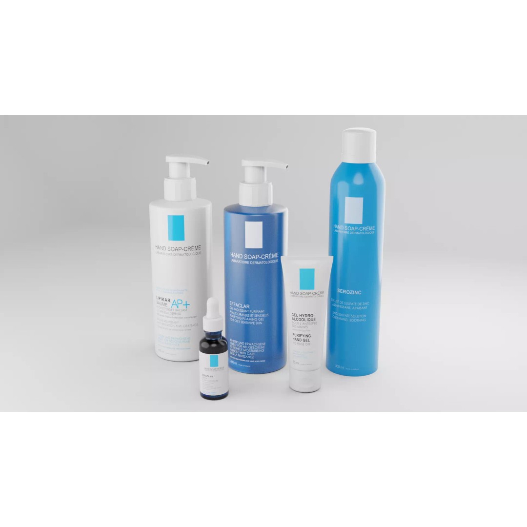 Cosmetic Bottle and Tube Set 3D Model – Low Poly Game Asset, Blender - View 2