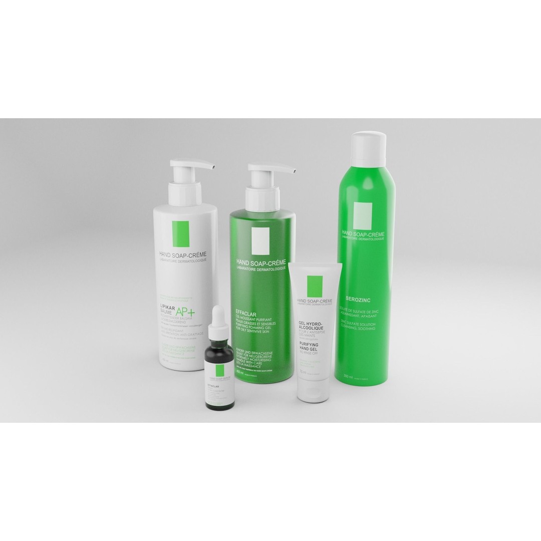 Cosmetic Bottle and Tube Set 3D Model – Low Poly Game Asset, Blender - View 3