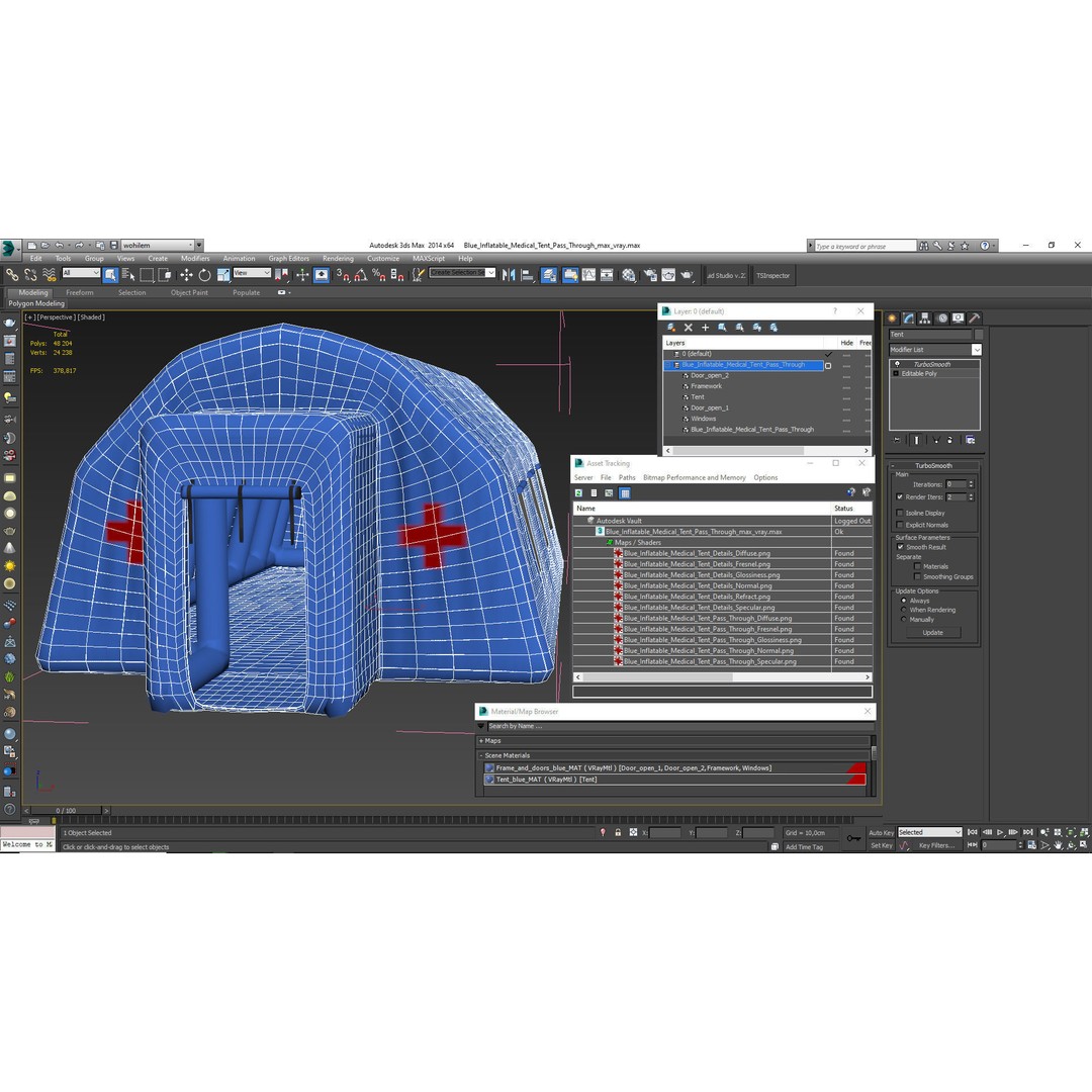 Blue Inflatable Medical Tent 3D Model – PBR Emergency Shelter, FBX - View 16