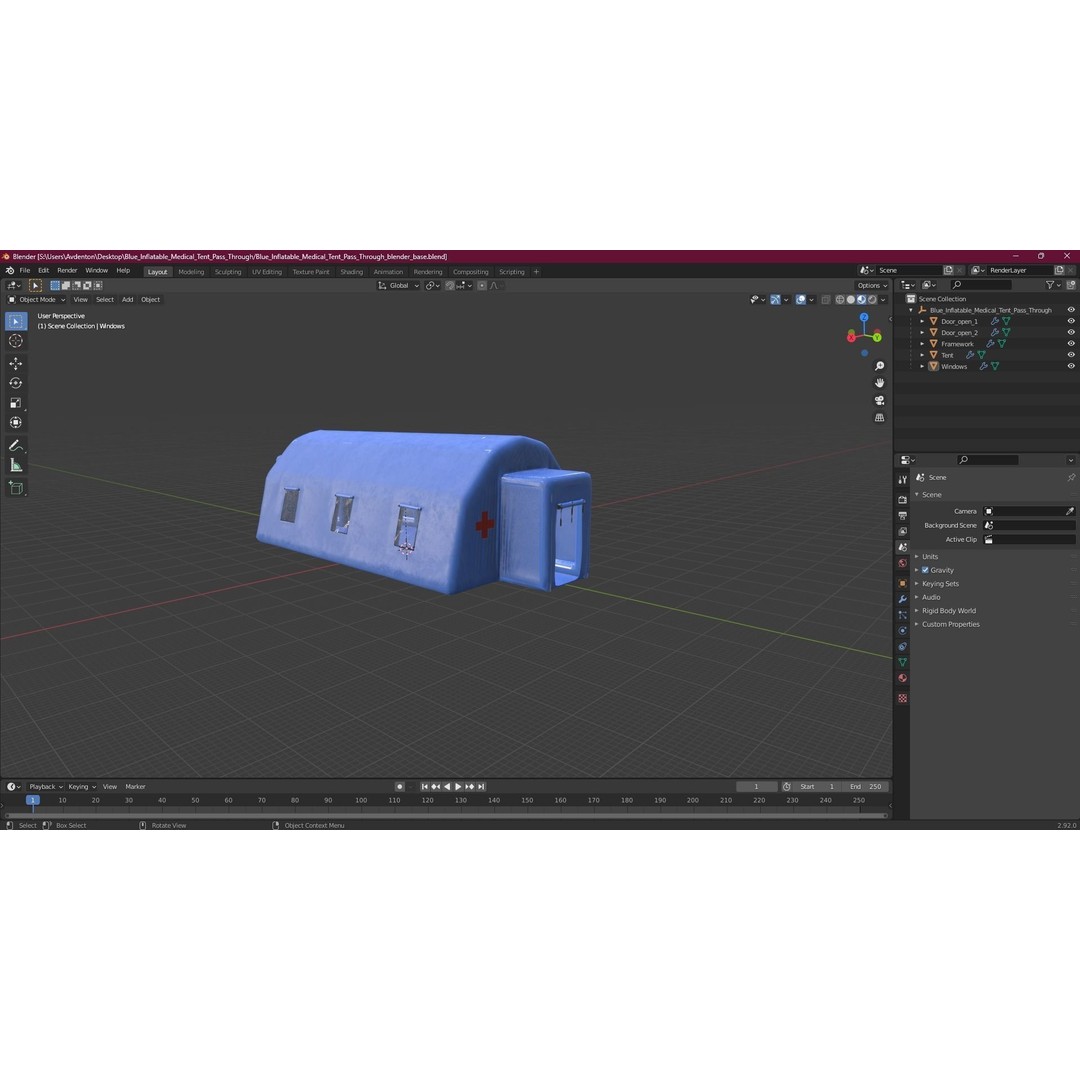 Blue Inflatable Medical Tent 3D Model – PBR Emergency Shelter, FBX - View 17