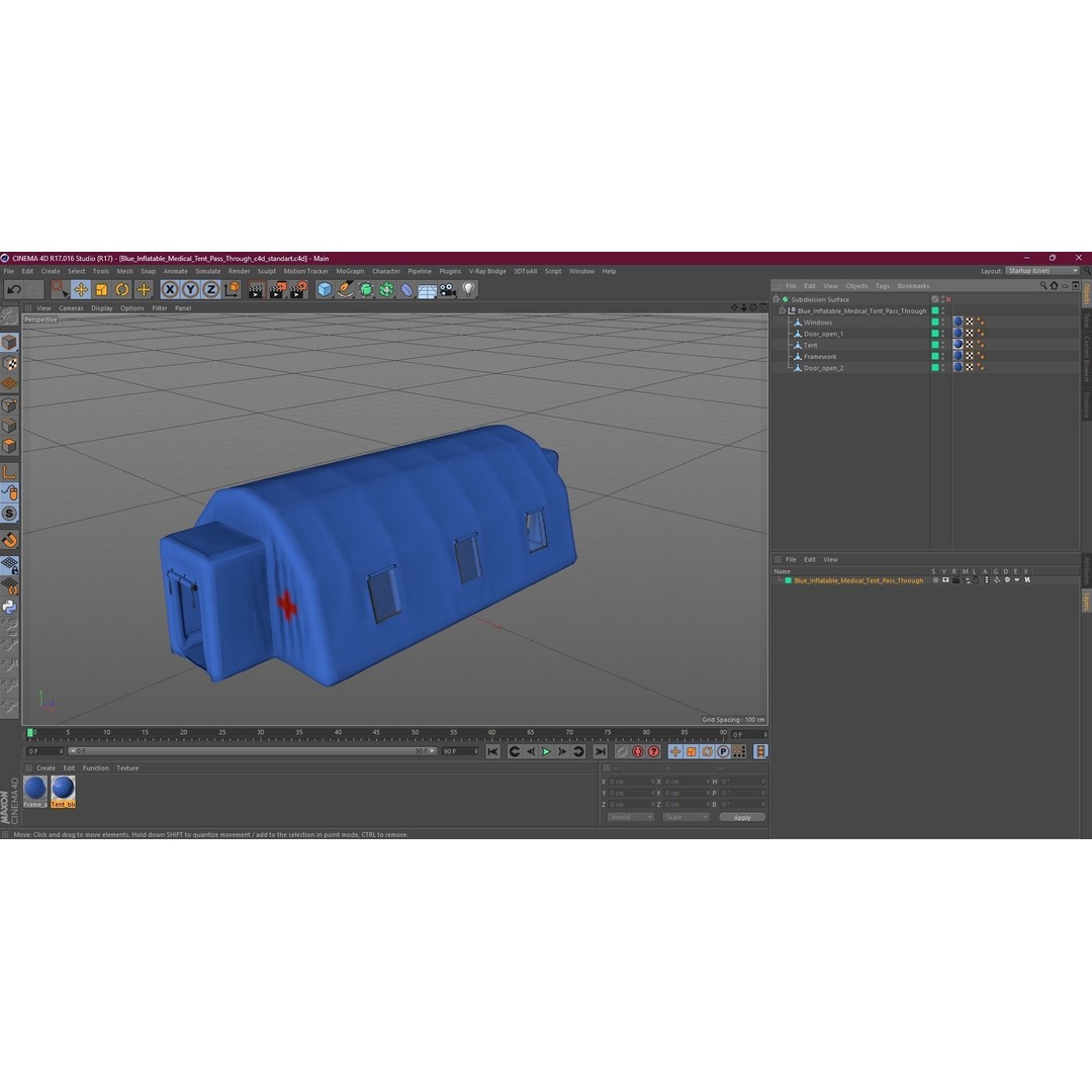 Blue Inflatable Medical Tent 3D Model – PBR Emergency Shelter, FBX - View 18