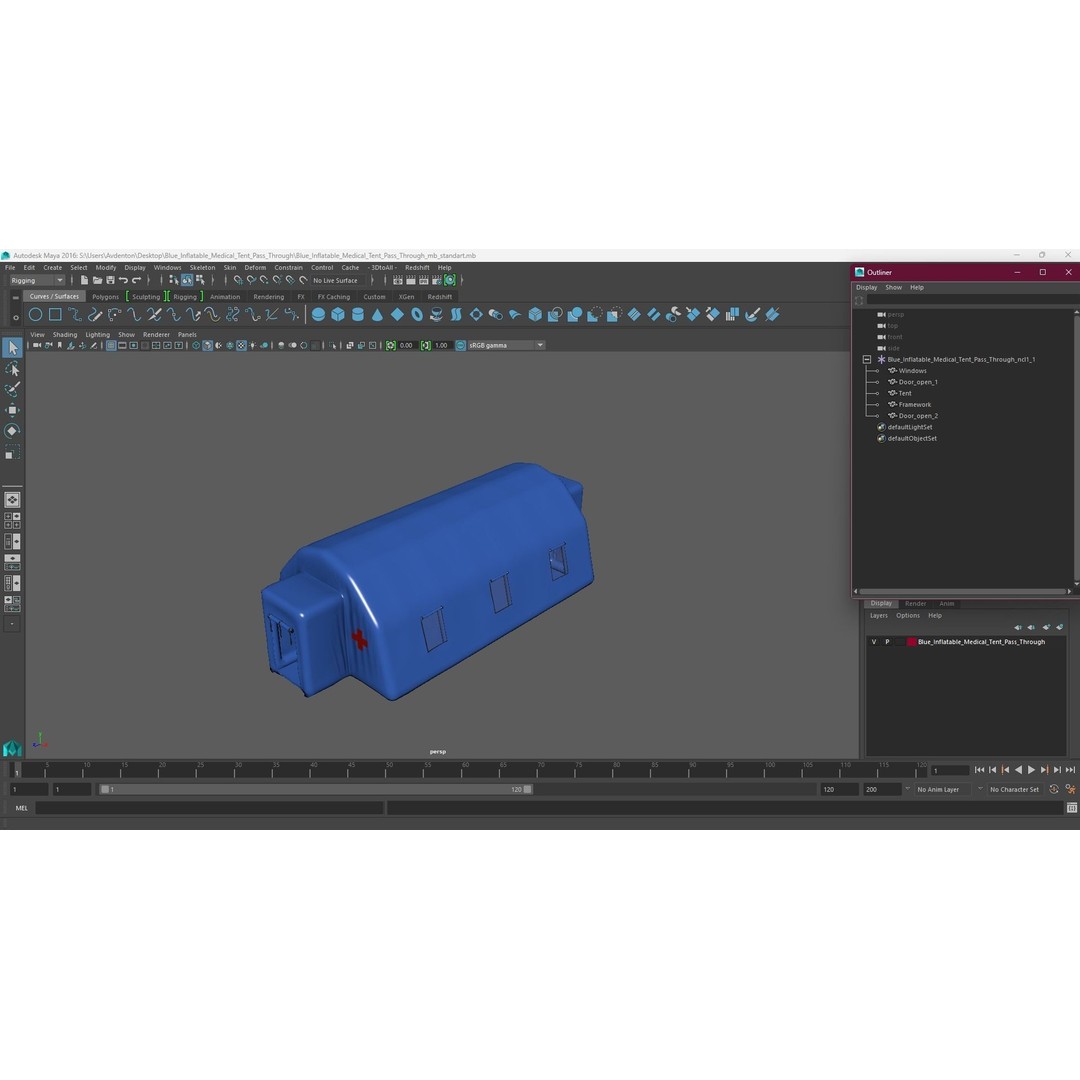 Blue Inflatable Medical Tent 3D Model – PBR Emergency Shelter, FBX - View 19