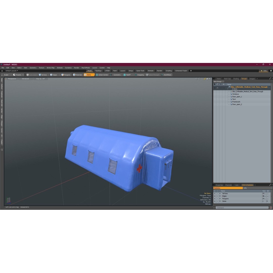 Blue Inflatable Medical Tent 3D Model – PBR Emergency Shelter, FBX - View 20