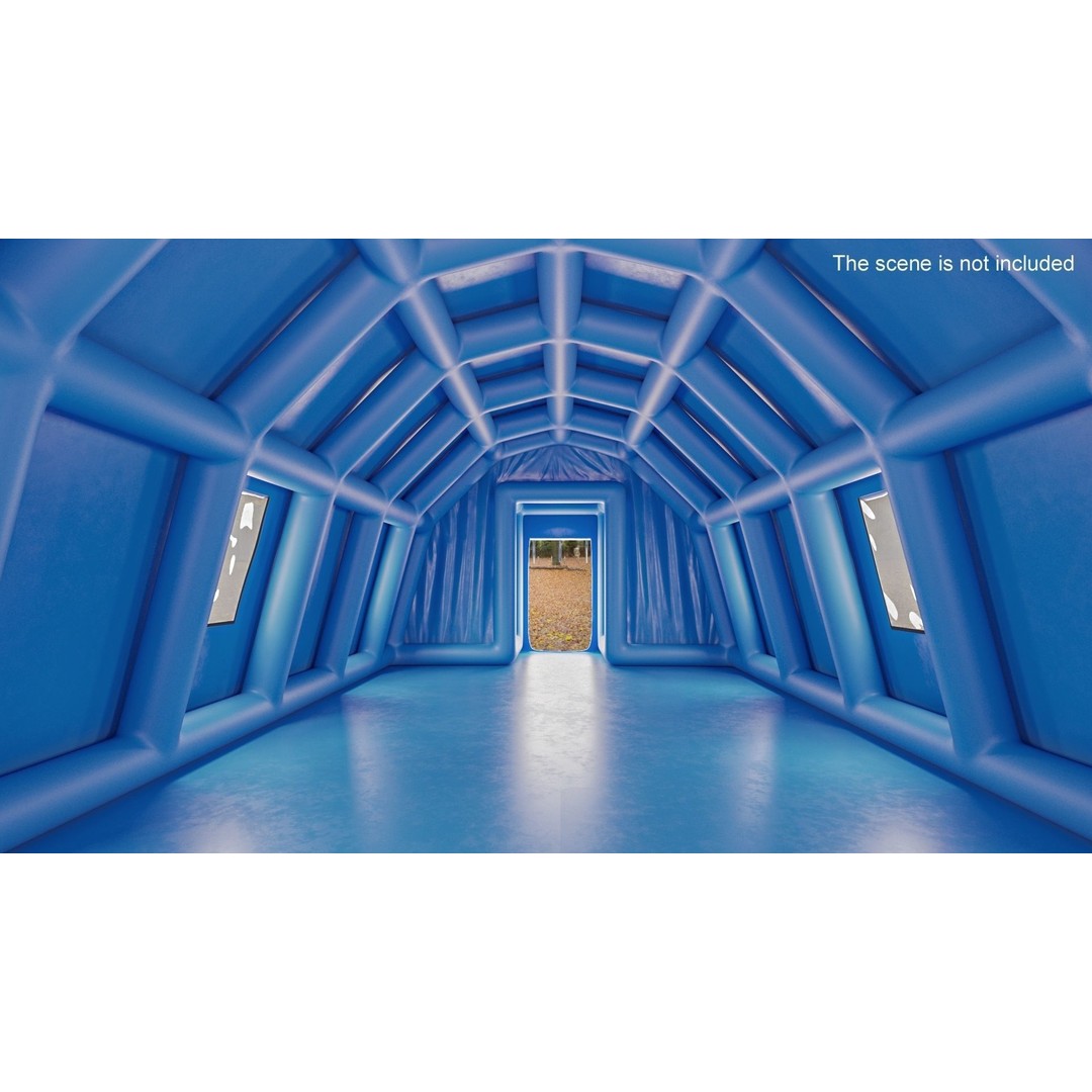 Blue Inflatable Medical Tent 3D Model – PBR Emergency Shelter, FBX - View 4