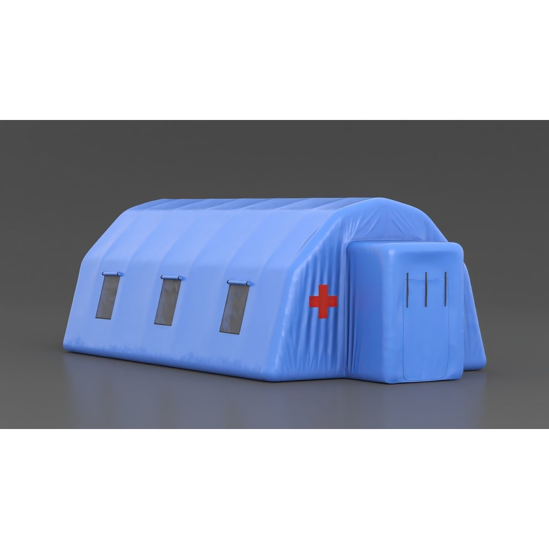 Blue Inflatable Medical Tent 3D Model – PBR Emergency Shelter, FBX - View 5