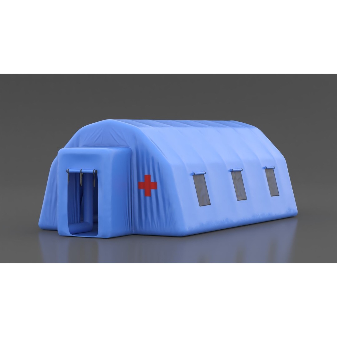 Blue Inflatable Medical Tent 3D Model – PBR Emergency Shelter, FBX - View 6