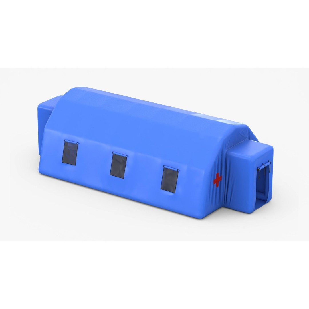 Blue Inflatable Medical Tent 3D Model – PBR Emergency Shelter, FBX - View 7