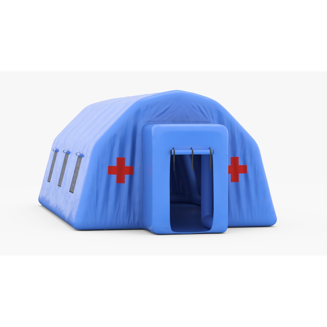 Blue Inflatable Medical Tent 3D Model – PBR Emergency Shelter, FBX - View 8