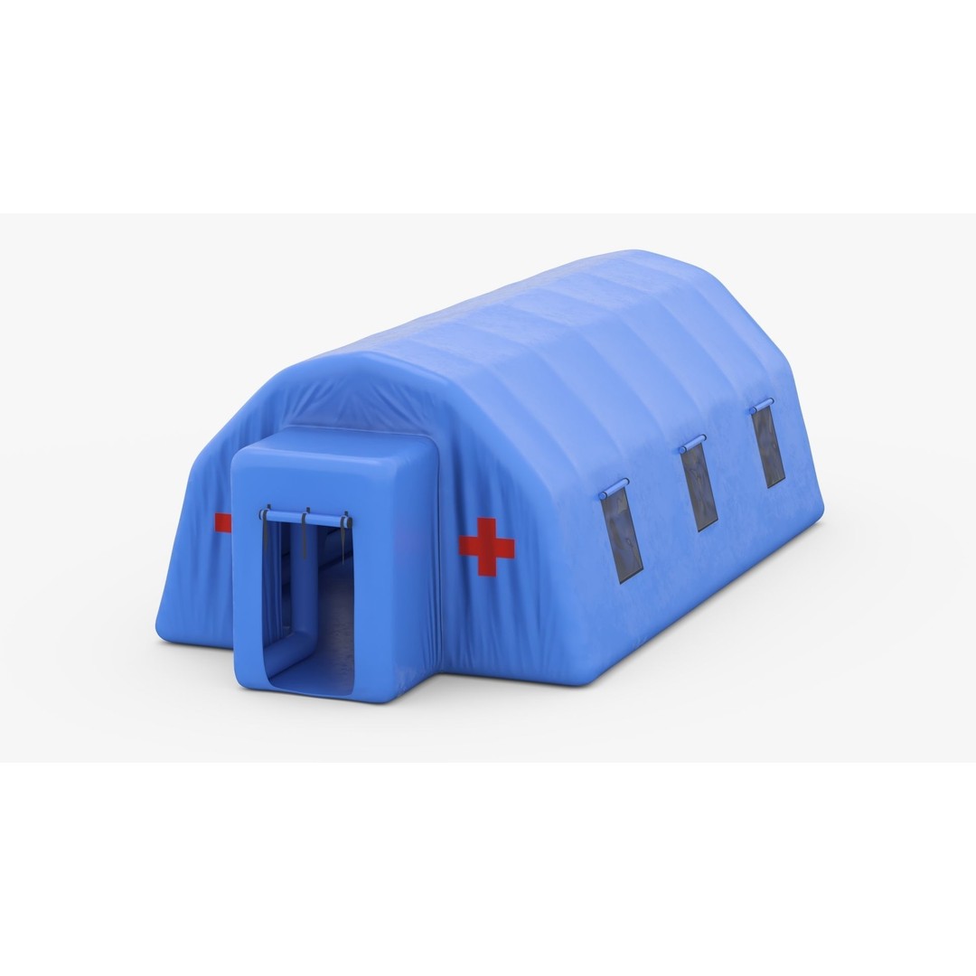 Blue Inflatable Medical Tent 3D Model – PBR Emergency Shelter, FBX - View 9