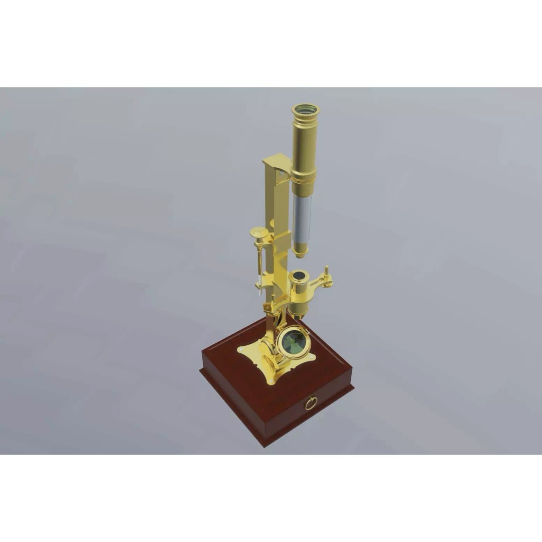 1780 Microscope 3D Model – Vintage Laboratory Asset, FBX - View 2