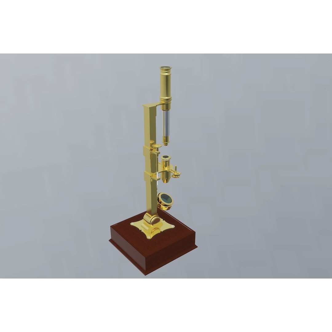 1780 Microscope 3D Model – Vintage Laboratory Asset, FBX - View 3