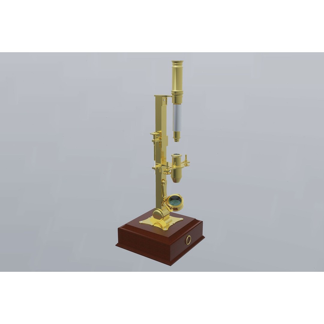 1780 Microscope 3D Model – Vintage Laboratory Asset, FBX - View 4
