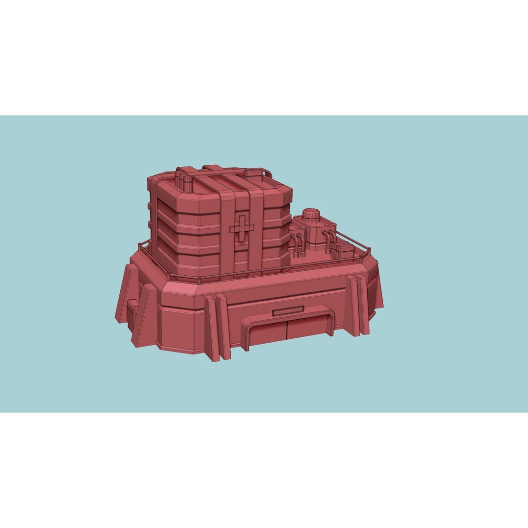 SciFi Hospital 3D Model – Low Poly Exterior Design, FBX, OBJ - View 17