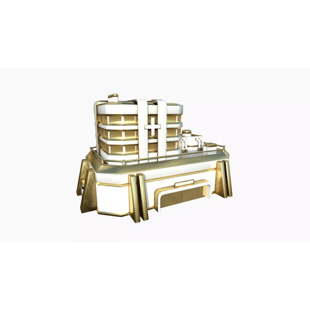 SciFi Hospital 3D Model – Low Poly Exterior Design, FBX, OBJ - View 2