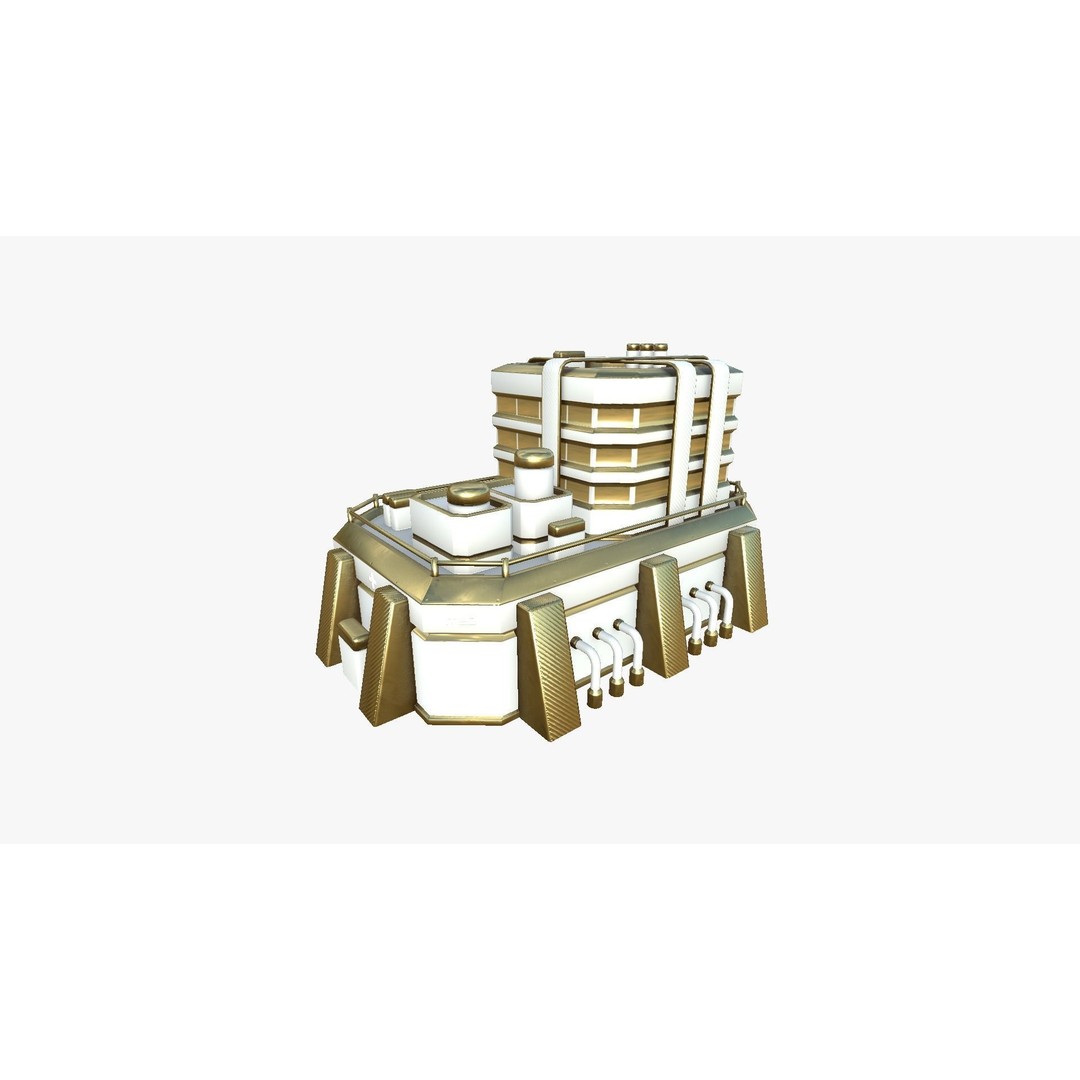 SciFi Hospital 3D Model – Low Poly Exterior Design, FBX, OBJ - View 6