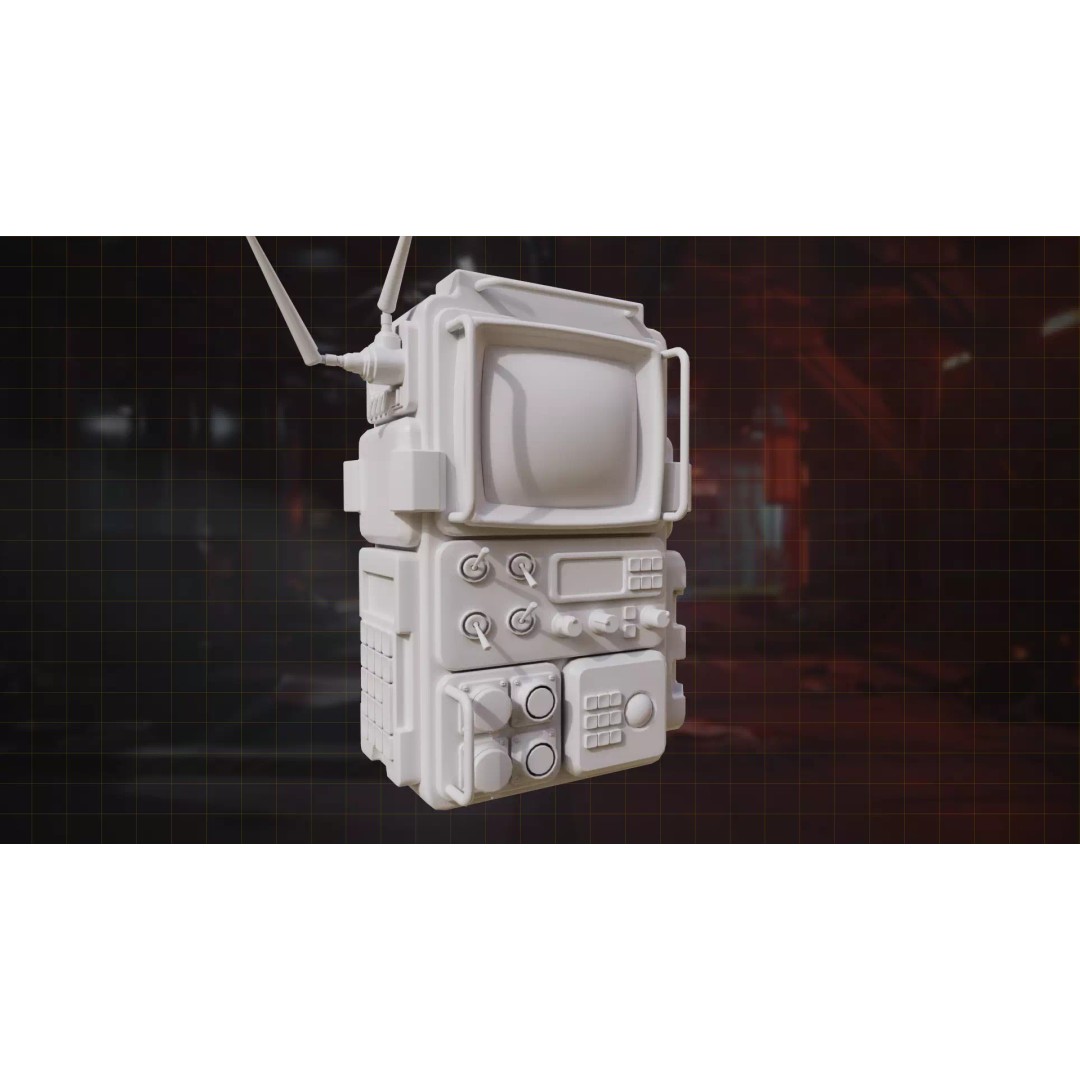 Retro Sci-Fi Computer 3D Model – Low Poly Game Asset, FBX, PBR