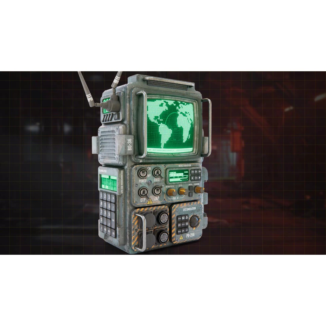 Retro Sci-Fi Computer 3D Model – Low Poly Game Asset, FBX, PBR - View 11