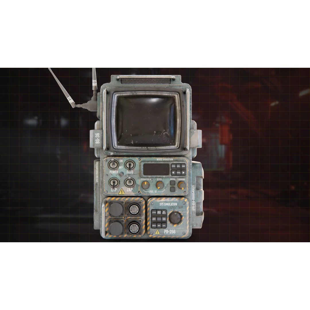 Retro Sci-Fi Computer 3D Model – Low Poly Game Asset, FBX, PBR - View 13