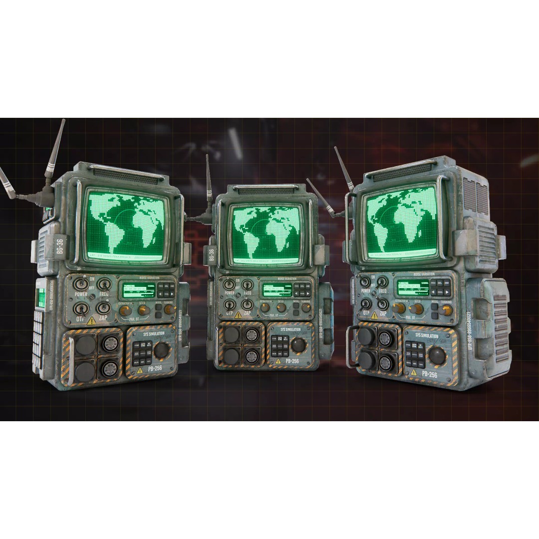 Retro Sci-Fi Computer 3D Model – Low Poly Game Asset, FBX, PBR - View 16