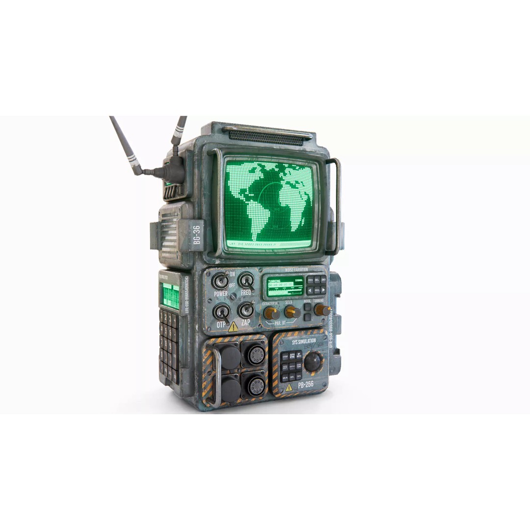 Retro Sci-Fi Computer 3D Model – Low Poly Game Asset, FBX, PBR - View 2