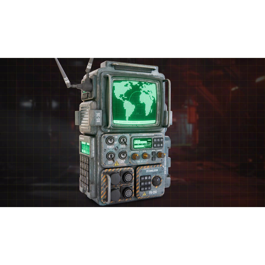 Retro Sci-Fi Computer 3D Model – Low Poly Game Asset, FBX, PBR - View 3