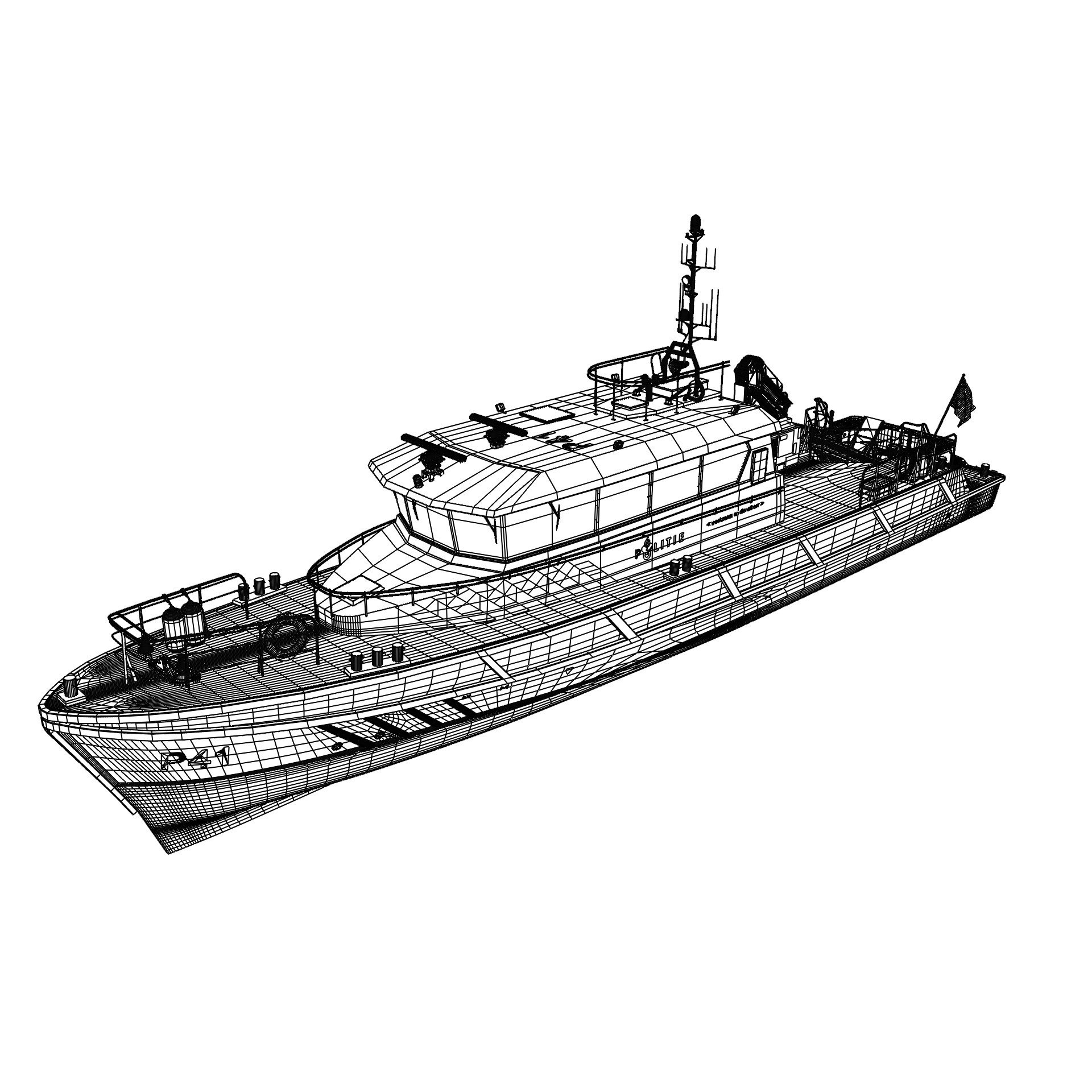 Politieboot P41 - Game-Ready 3D Model