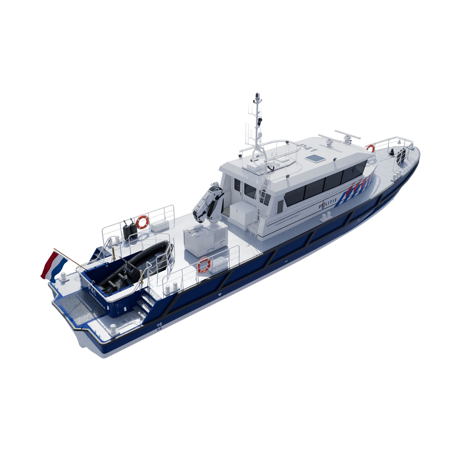Politieboot P41 - Game-Ready 3D Model - View 4