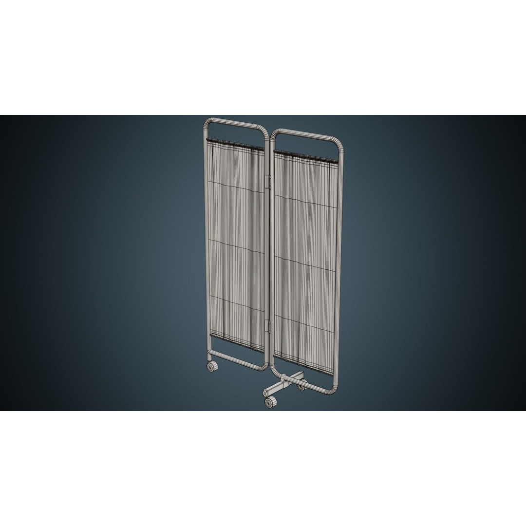 Standing Curtain 3D Model – Low Poly Medical Room Divider, FBX - View 11