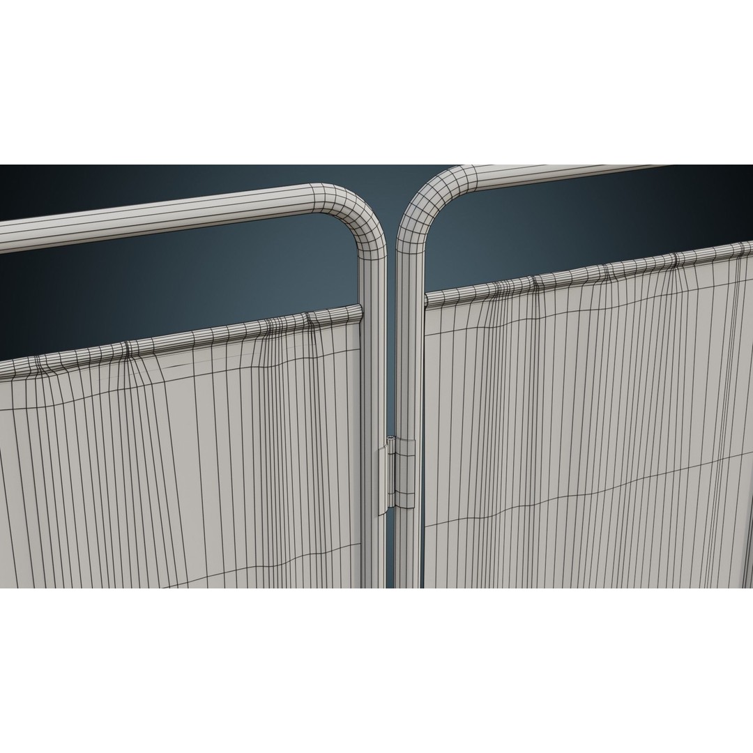 Standing Curtain 3D Model – Low Poly Medical Room Divider, FBX - View 13