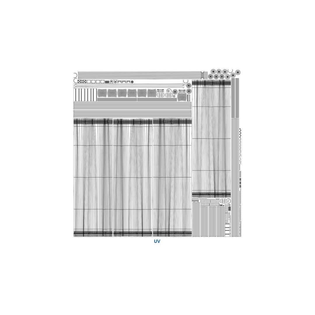 Standing Curtain 3D Model – Low Poly Medical Room Divider, FBX - View 14