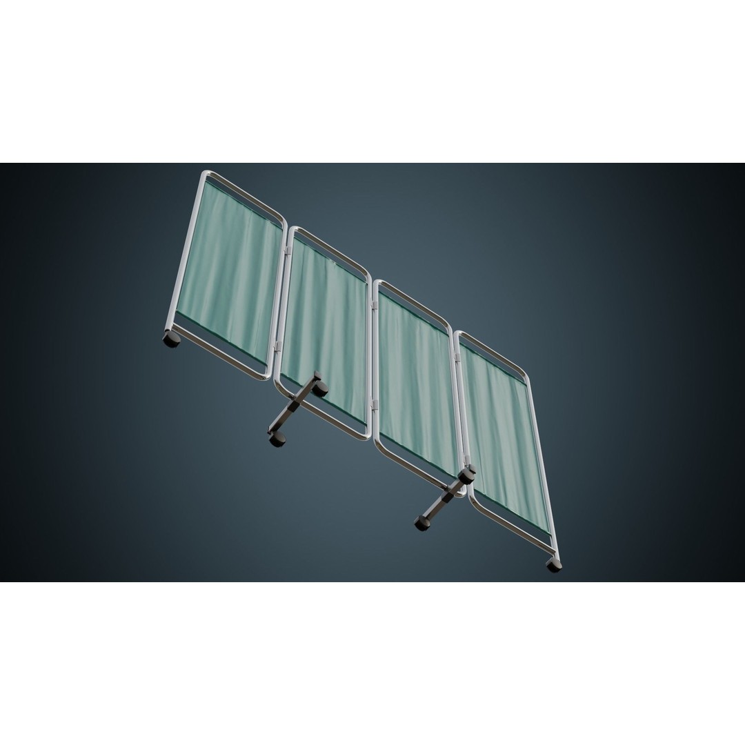 Standing Curtain 3D Model – Low Poly Medical Room Divider, FBX - View 4