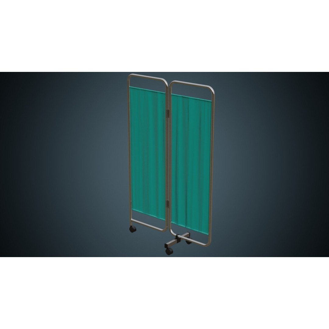 Standing Curtain 3D Model – Low Poly Medical Room Divider, FBX - View 5