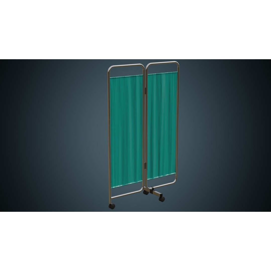 Standing Curtain 3D Model – Low Poly Medical Room Divider, FBX - View 6