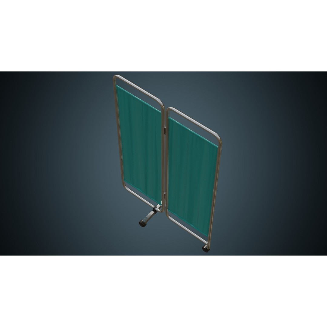 Standing Curtain 3D Model – Low Poly Medical Room Divider, FBX - View 7