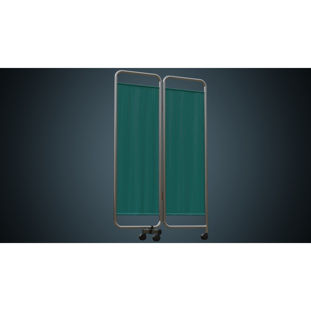 Standing Curtain 3D Model – Low Poly Medical Room Divider, FBX - View 8
