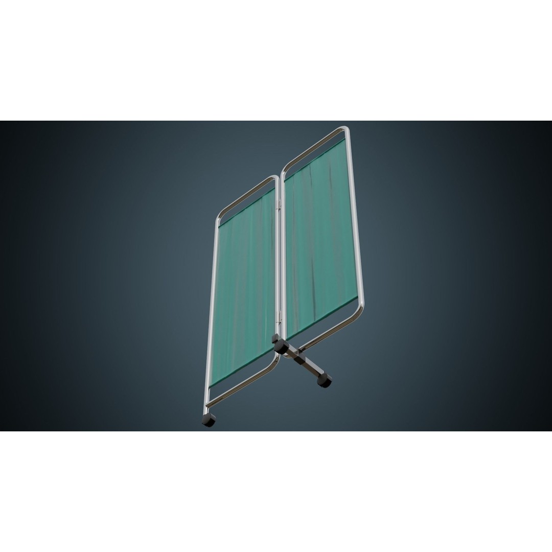 Standing Curtain 3D Model – Low Poly Medical Room Divider, FBX - View 9