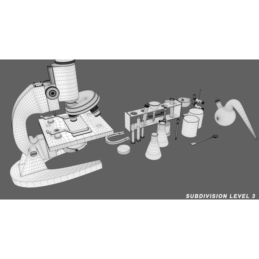 Laboratory Equipment 3D Model – Low Poly PBR Asset, OBJ & LWO Formats - View 10